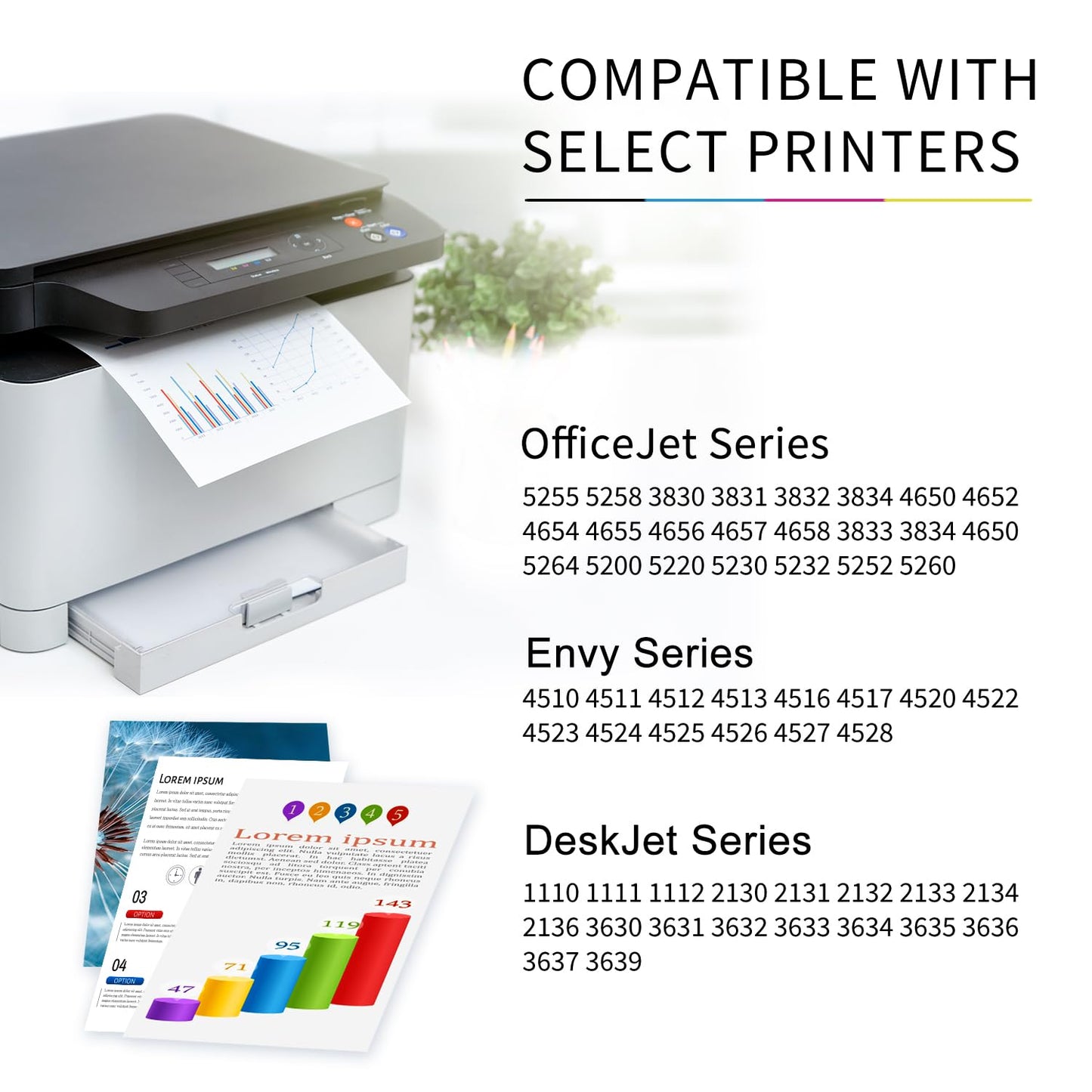 63XL Black Ink Cartridge Replacement for HP 63 XL 63XL BK Ink Work with 3830 4650 4652 4655 5200 5252 5255 5258 4520 4512 1112 2132 3630 3632 Printers （2-Pack High Yield Cartridge）