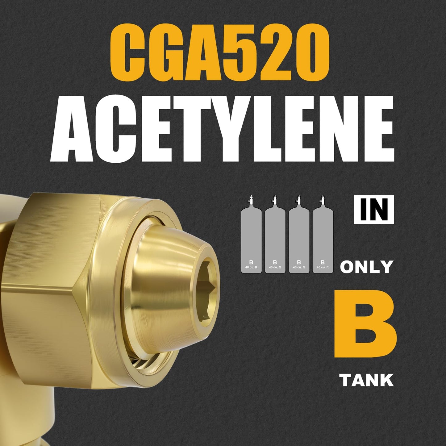 AWLOLWA AR-B CGA520 B Tank Acetylene Regulator, Matching Turbo Style Acetylene Kit, Air Acetylene