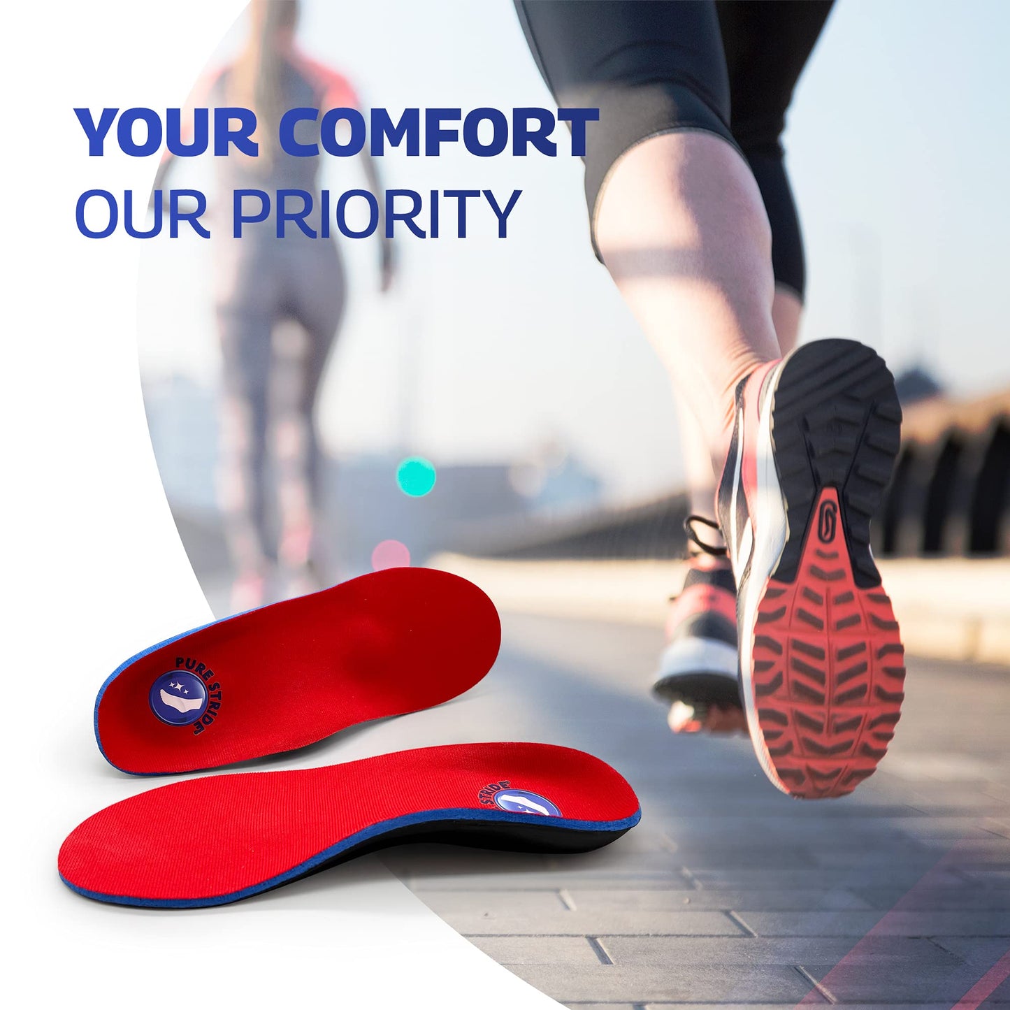 Pure Stride Professional Full Length Orthotics - Shoe Insert & Support for Metatarsals, High Arch, Flat Feet - Pain Relief for Plantar Fasciitis, Arch, Heel - 1 Pair, Men's 13-13.5
