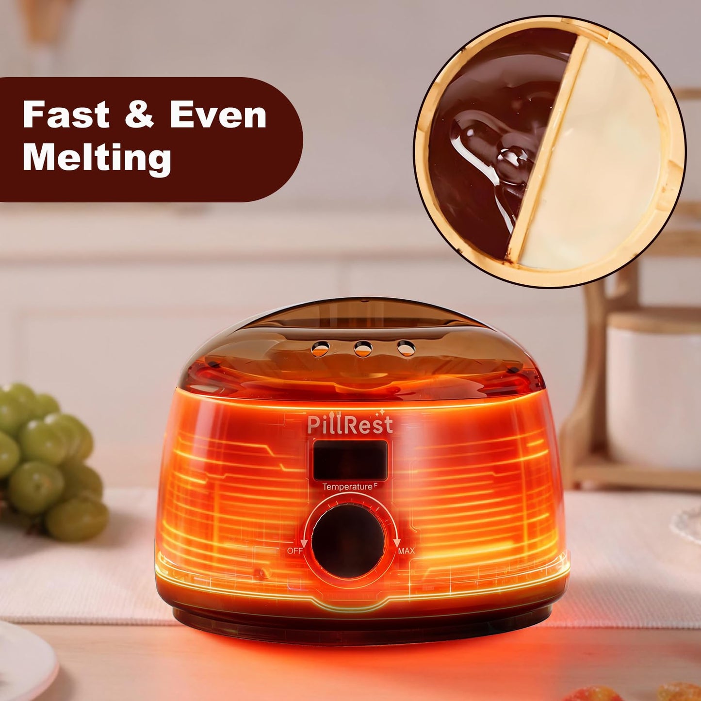 Chocolate Melting Pot, Electric Candy Melter with 2 Silicone Bowls, 17.6 OZ (500 ml) Fondue Pot Set & Chocolate Warmer Set for Dipping Cheese, Candy, Cake Pop, Home Fondue Parties Essential Supplies