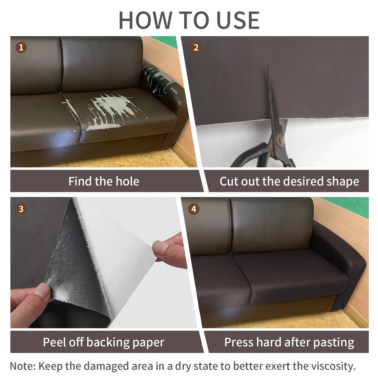 BSZHTECH Leather Repair Tape Self-Adhesive Leather Repair Patch for Couch Furniture Sofas Car Seats Advanced PU Vinyl Leather Repair Kit (Dark Brown, 35.4X79 inch)