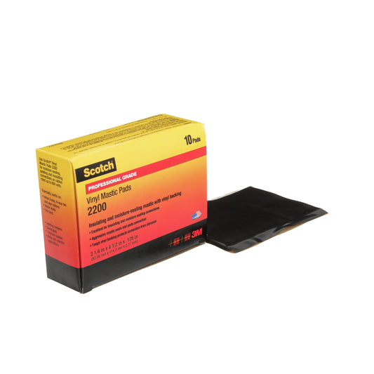 3M Scotch Vinyl Mastic Pad Electrical Tape 2200, 3-1/4 inch x 4-1/2 inch, Black, Self-Fusing Rubber Tape for Insulating and Moisture Seal