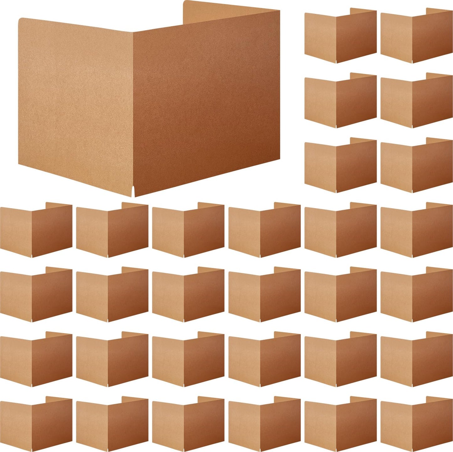 Gueevin 30 Pcs Classroom Desk Dividers for Students Test Privacy Folders for Better Focus Overall Size 13" x 20" x 17" School Testing Study Cardboard (Brown)