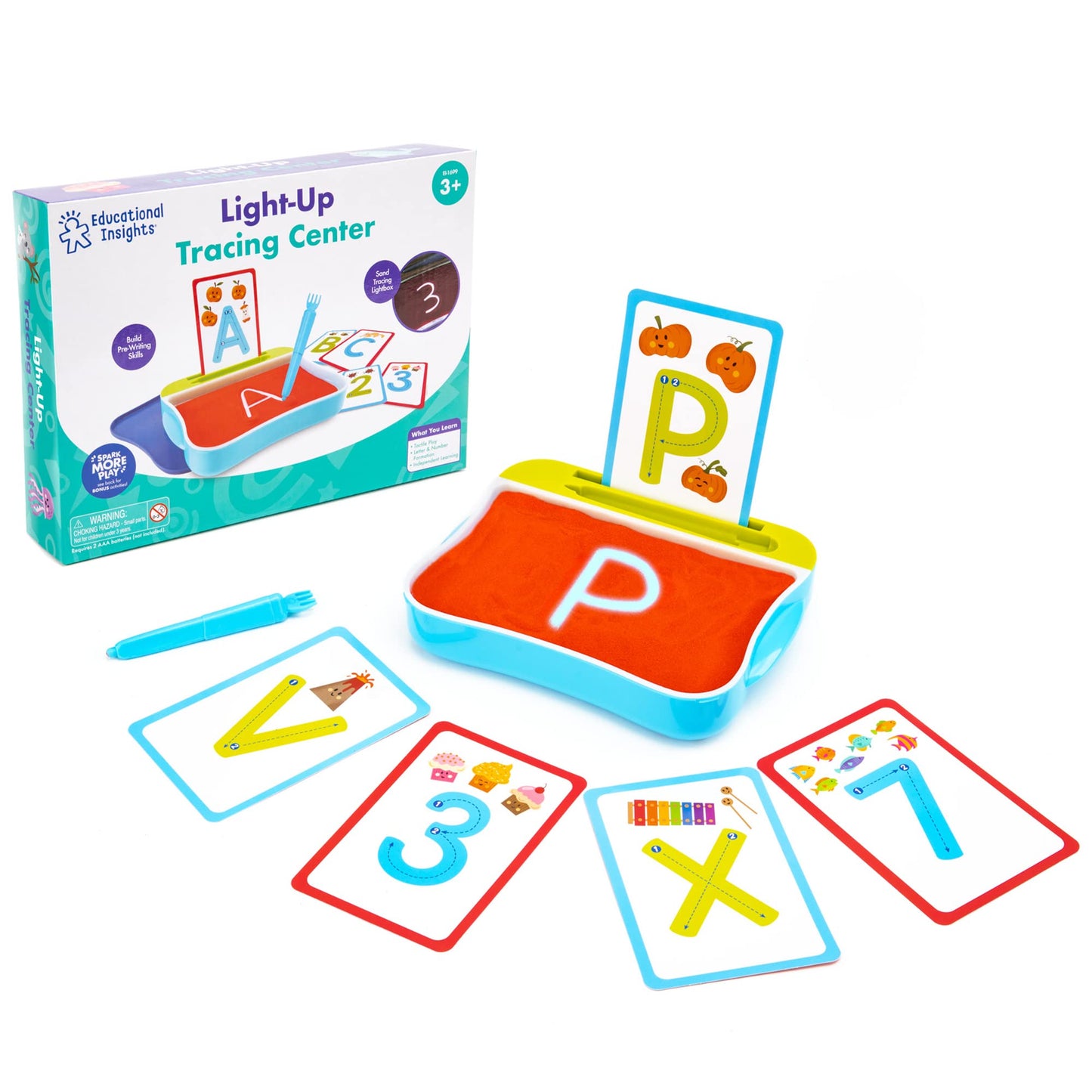 Educational Insights Light-Up Tracing Center - Toddler Learning Activities, Alphabet Learning Toys, Writing Practice for Kids, Learn to Write with Alphabet Flashcards, Letter Tracing for Kids, Ages 3+