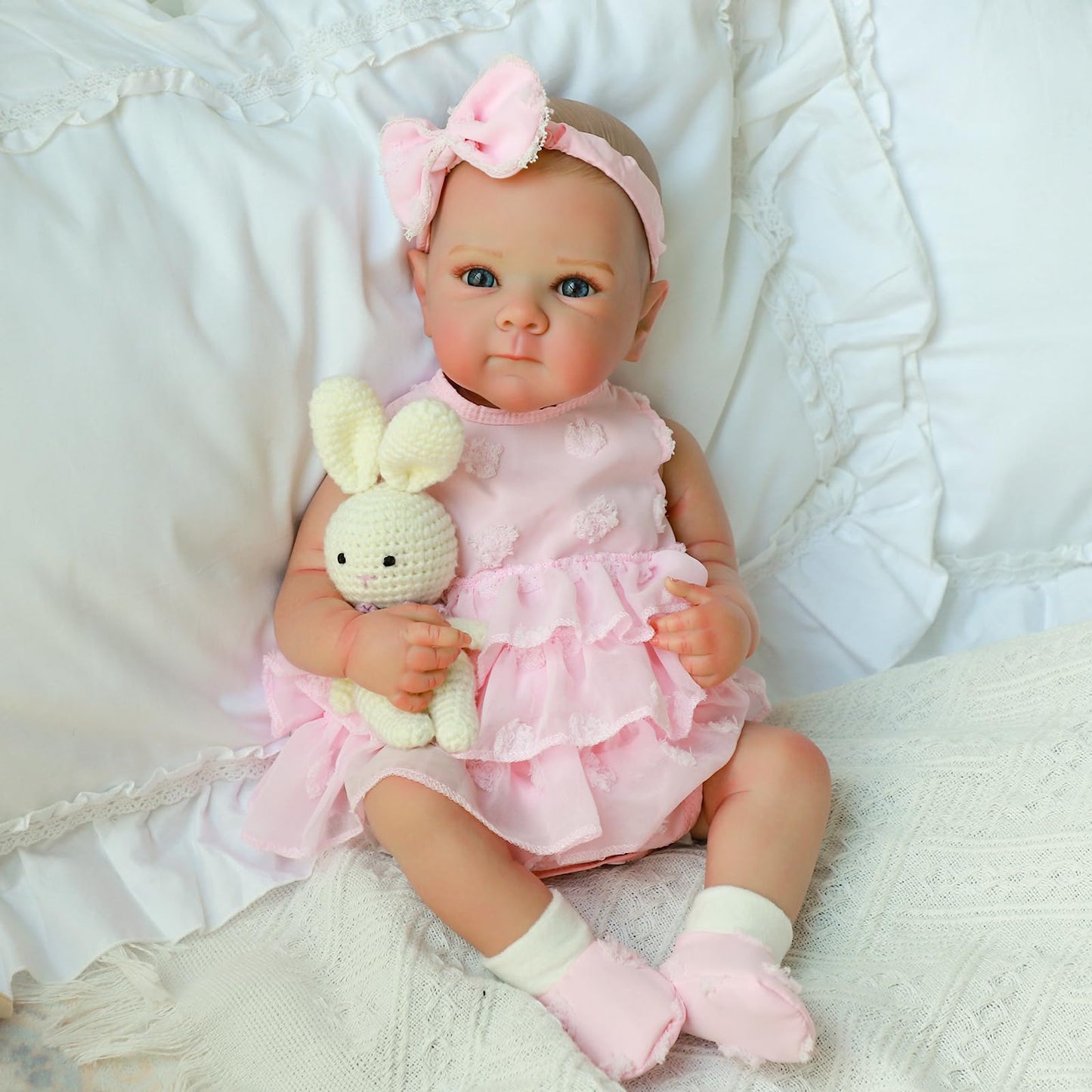 KSBD Lifelike Reborn Baby Dolls - 20 Inch Cute Realistic Silicone Baby Girl Doll，Real Life Baby Dolls Full Vinyl Body Newborn with Accessories for 3+ Years Old Kids Gifts