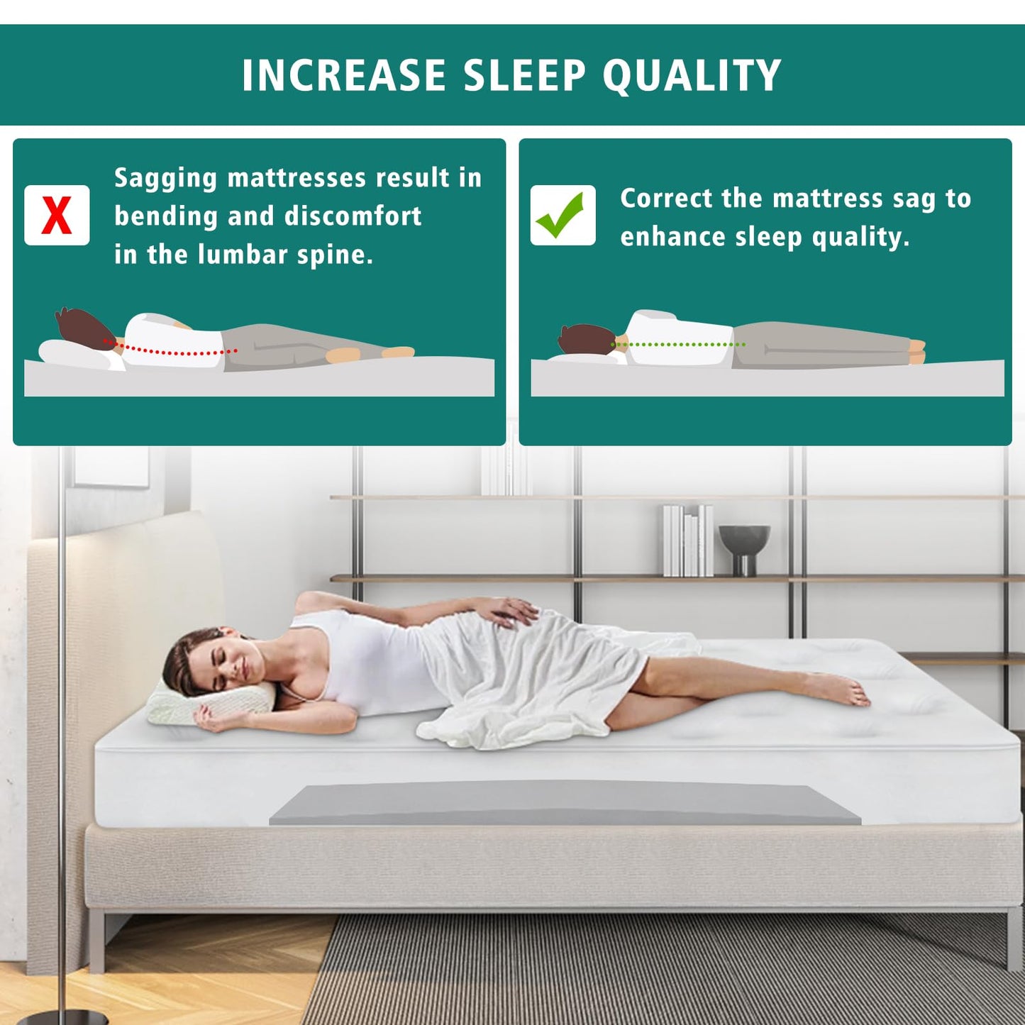 TANYOO Sagging Mattress Support Fix Sinking Beds High Density Foam Insert Pad for Sagging Bed Repair and Extends Life 60 x 25 x 2 Inches