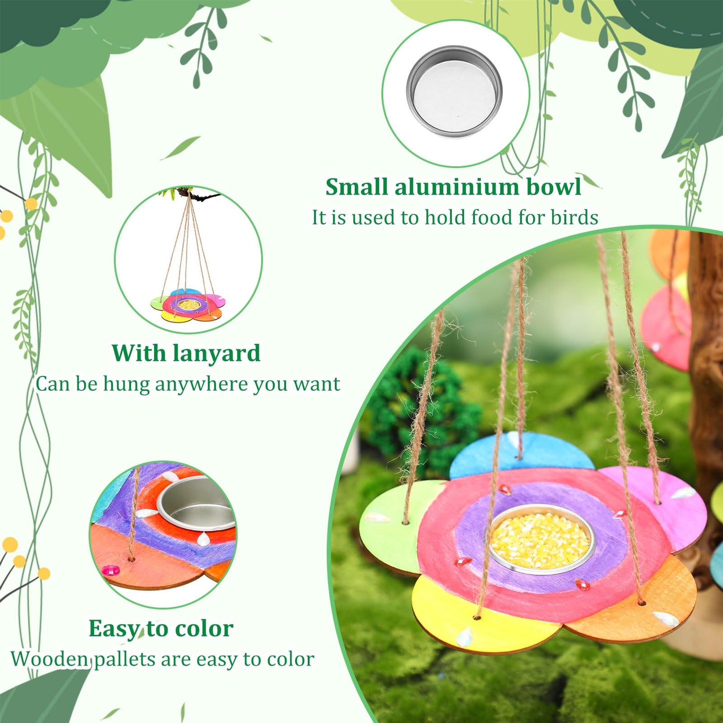 DoubleFill Bird Feeder Craft Kits for Ages 3-8 Arts and Crafts DIY Wooden Painting Kits Outdoor Toys Party Favor Gifts (200 Pcs)
