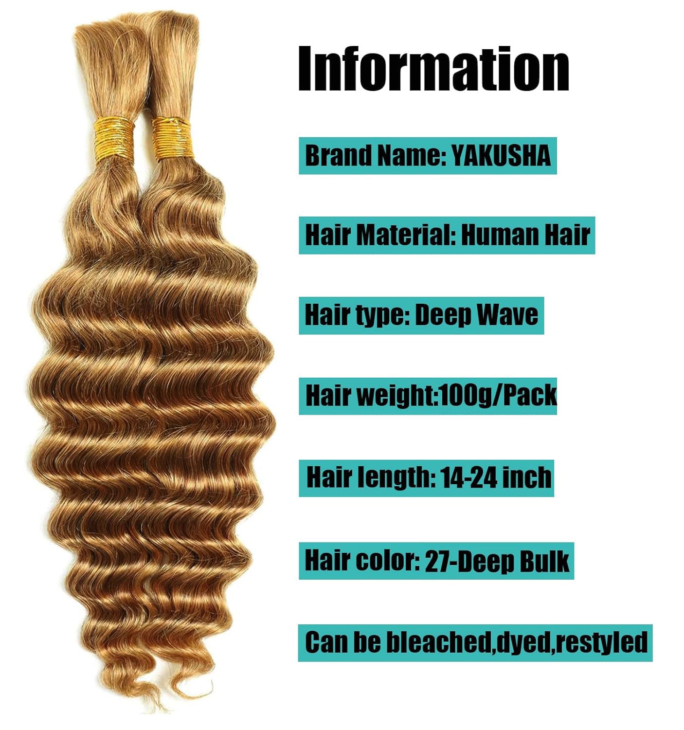 Deep Wave Bulk Human Hair for Braiding No Weft Human Braiding Hair For Boho Braids Brazilian Virgin Human Hair Extensions 100g 2 Bundles Human Hair 22Inch 27#