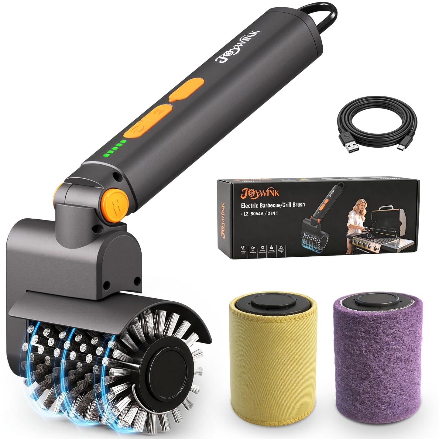 Upgraded Electric Grill Brush - Extreme 50kg Torque Power Grill Brush, 7.4V Motor, Safe for All Grills, SUS304 Anti-Shedding Bristle, with Heat Resistant Mat & Polishing Pad, for Fathers Day