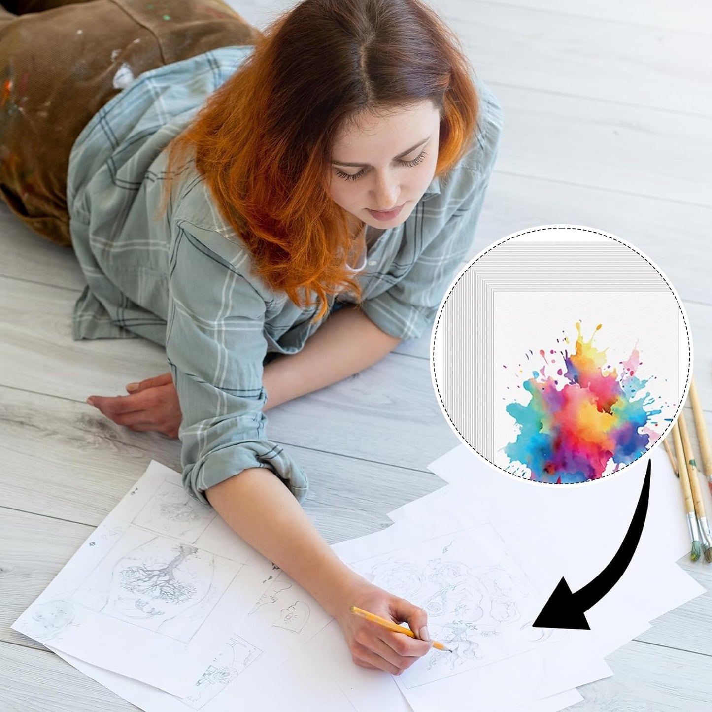 150 Sheets 100% Cotton Watercolor Paper Bulk Art Supplies, 8.5" x 11" 140lb/300 GSM Cold Press Water Color Paper White Painting Drawing Paper for Adult Watercolor Drawing