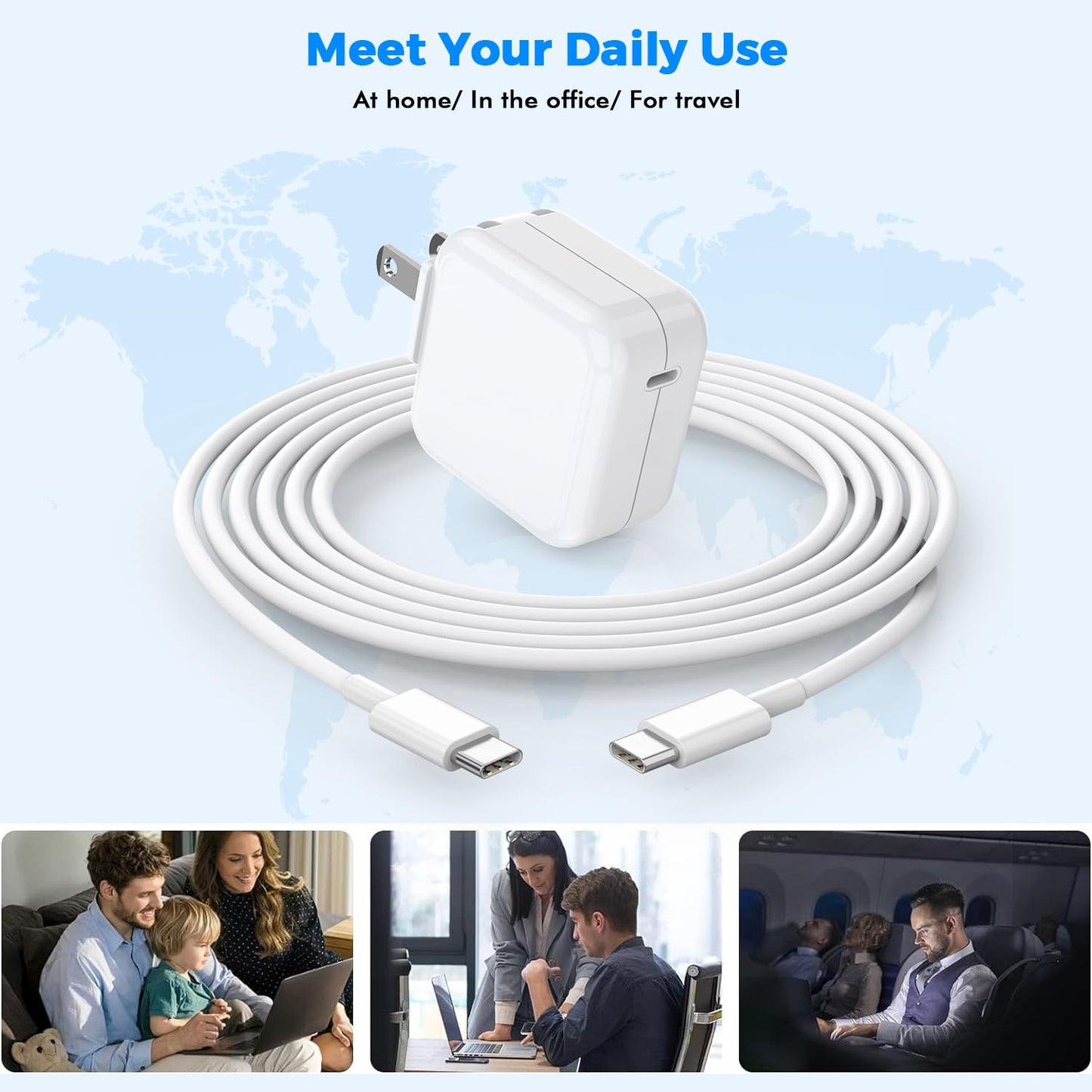 USB C Charger for MacBook Air MacBook Pro 13 14 15 16 inch,M1 M2 M3 Apple Laptop Charge,2Pack 30W USBC Power Adapter,Compatible with iPad,iPhone 15 Pro Max,10FT Extra Long Cable mac Book pro,iPad Pro