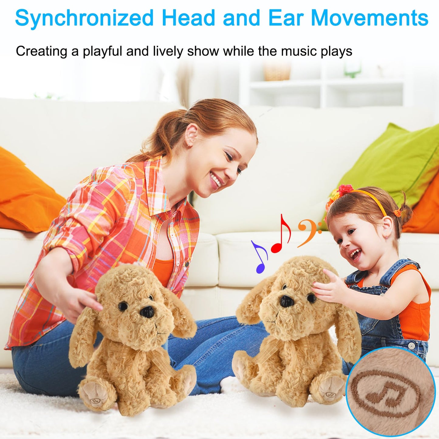 GOBRILLFUN Interactive Singing Plush Toy - Dog Stuffed Animals Record & Repeats What You Say, 8 Songs, Head & Ear Movements, Birthday for Toddlers Age 3 4 5 6 (10.2' Goldendoodle Toy)