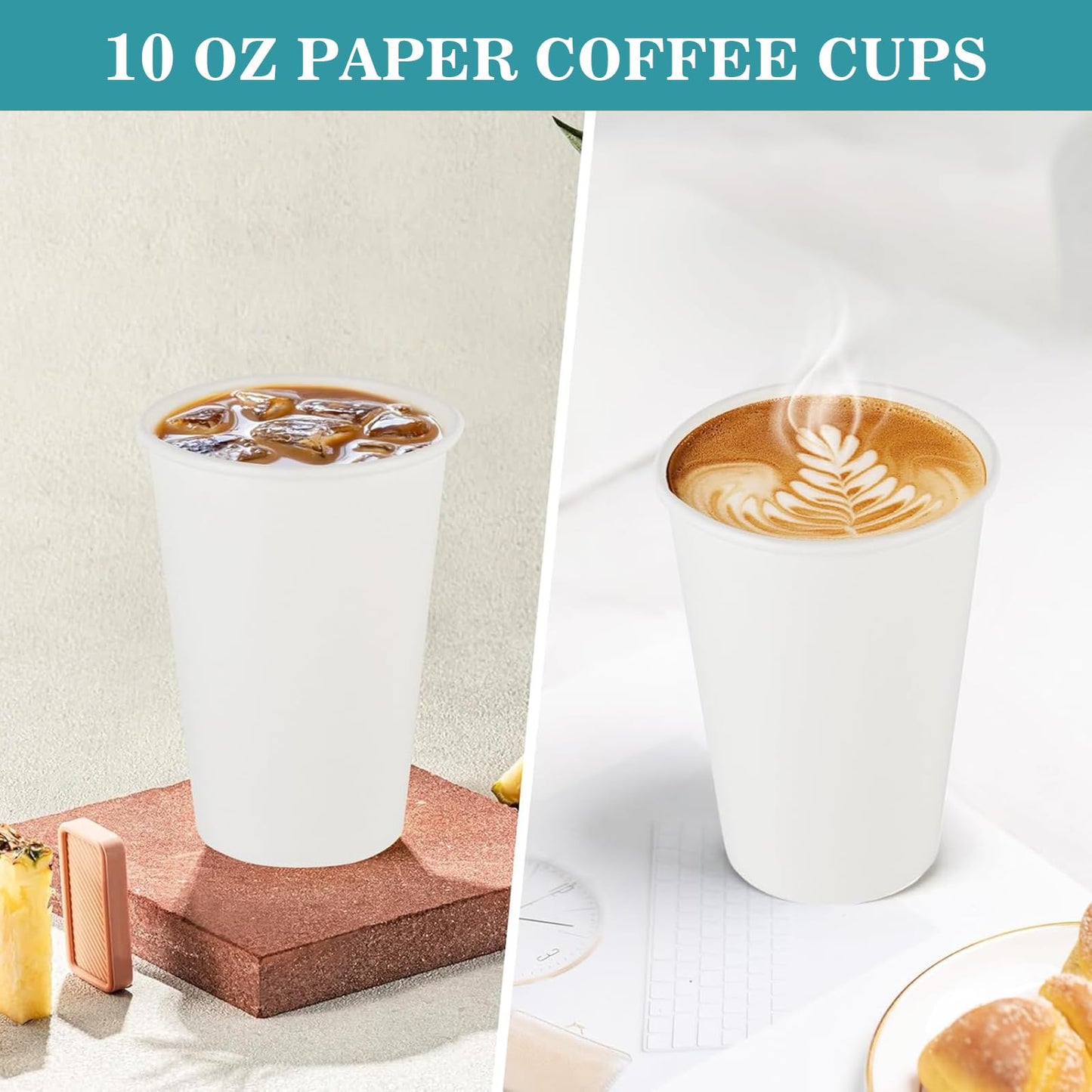 vivigu Coffee Cups - 1000 Pack Paper Cups 10 oz, Disposable Paper Coffee Cup for Hot and Cold Drink, White Paper Coffe Cup, Hot Cups Bulk for Office, Party, Home, Travel, Cafes, Bathroom