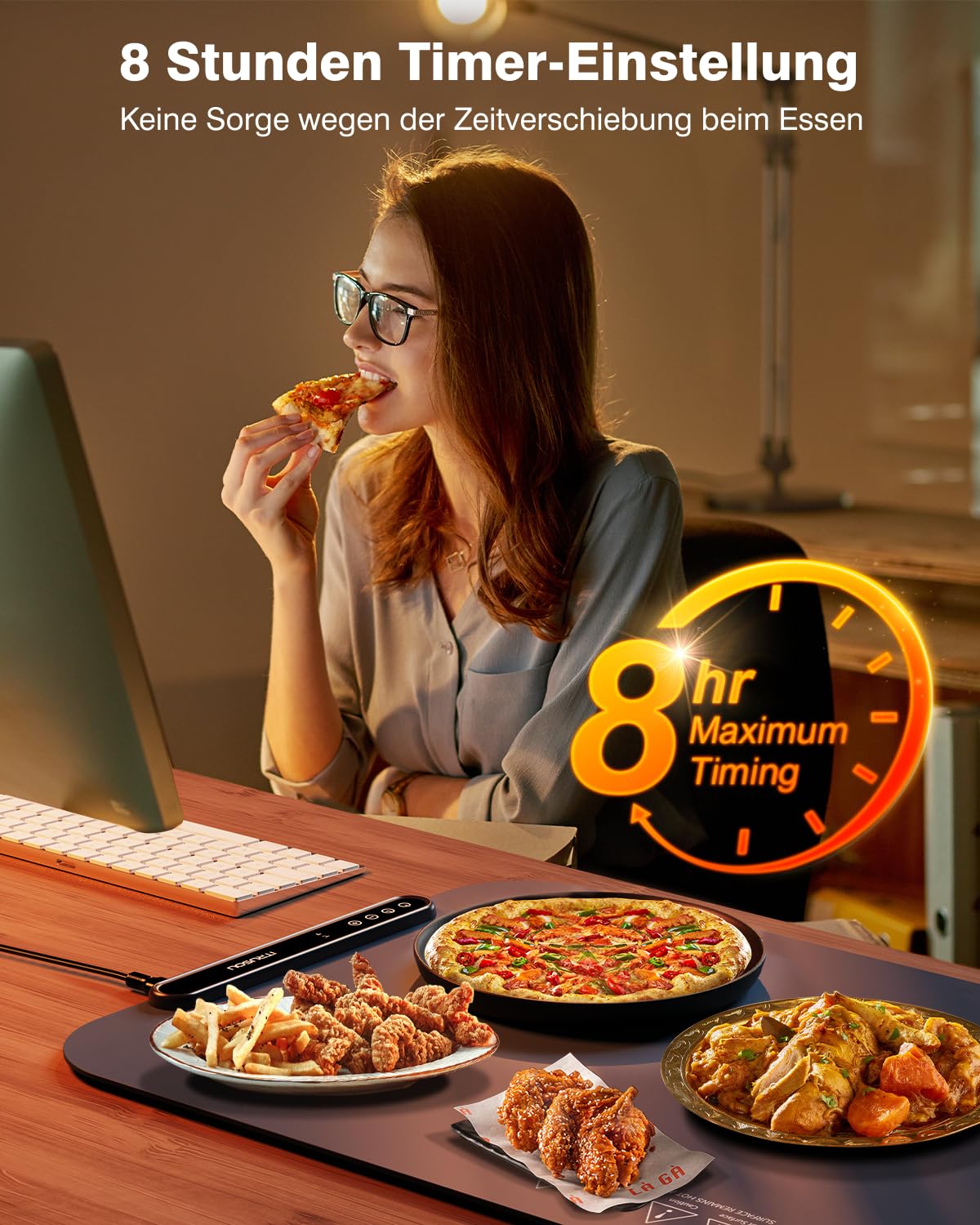 Food Warming Mat, iTRUSOU 27.5x16'' Electric Warming Tray with 7 Temp-Settings, 1-99h Flexible Timer, Switchable °F/°C, Rollable Food Warmer Keep Food Warm at Buffet, Party, Sabbath, Daily Use