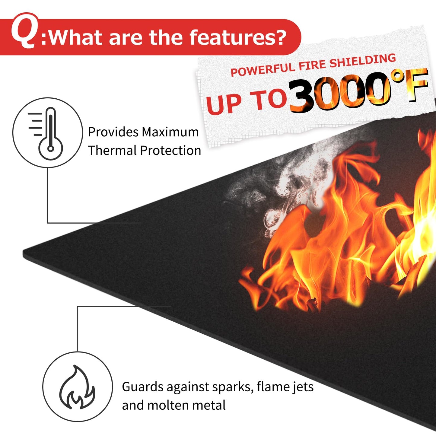 Matace 4x6 Feet Extra Large Fireproof Welding Blanket & Pad, 5mm Thickened Resistant Carbon Felt Cloth, Flame Retardant Fabric, Heat Shield for Soldering, Firepit, Grill Cover, Smoker, Black