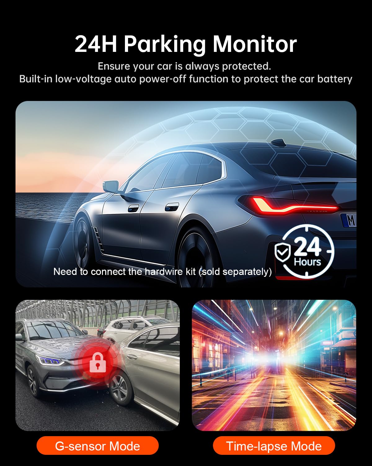 KooBaCar 4K/2.5K Dash Cam Front and Rear, Dual Dash Camera for Cars, Included 64GB Card, Built-in Wi-Fi GPS,Car Camera with 3.20" IPS Screen,UHD Night Vision, Loop Recording, WDR, 24H Parking Monitor