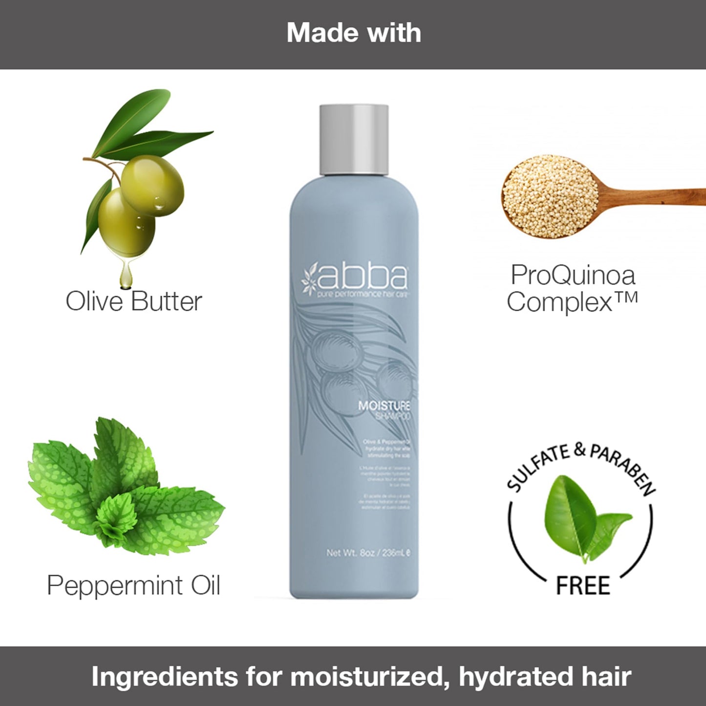 ABBA Moisture Conditioner, Olive Butter & Peppermint Oil, 32 Fl Oz
