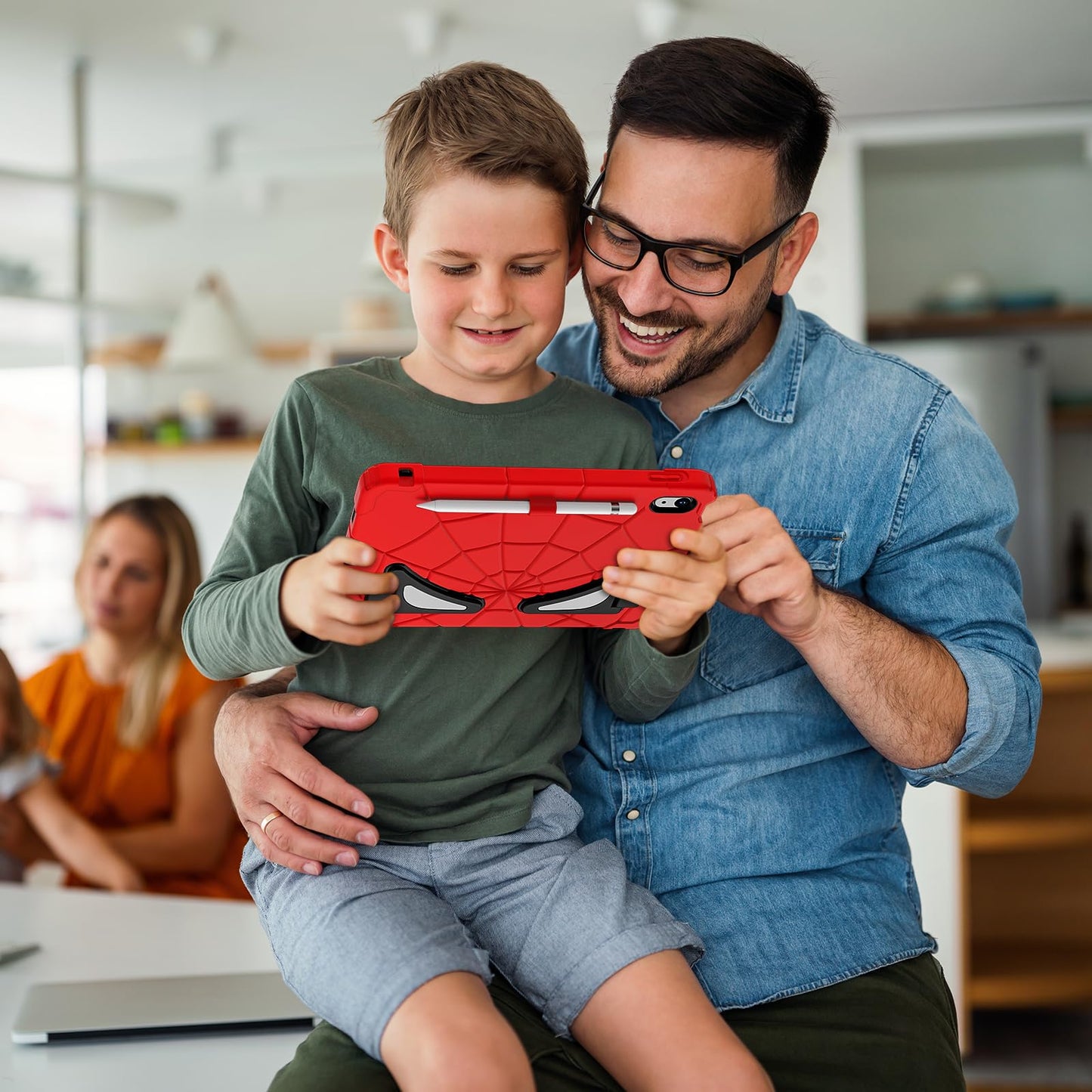 Nitupai Case for iPad 10th Generation Case for Kids iPad Case 10th Generation 10.9 Inch 10th Gen Case Pen Holder Screen Protector Kids Boys Cover iPad 10th Generation Thickned Cornor, Red Black