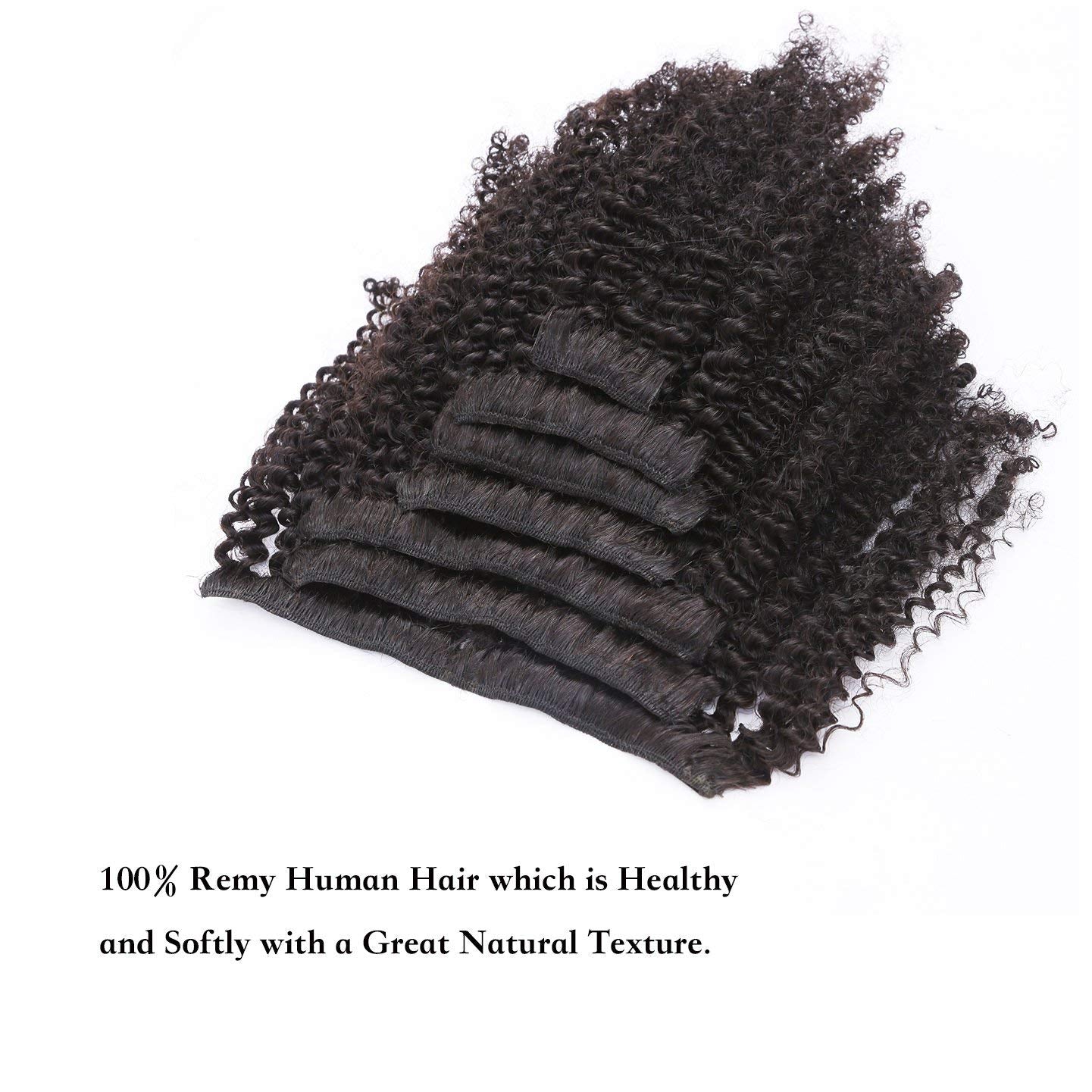 Anrosa 8A Grade Afro Kinkys Curly Clip ins Natural 3C 4A Hair for African American Black Women Real Remy Hair Kinkys Curly Clip in Hair Extensions Human Hair 1B Natural Black Thick 120 Gram 12 Inch