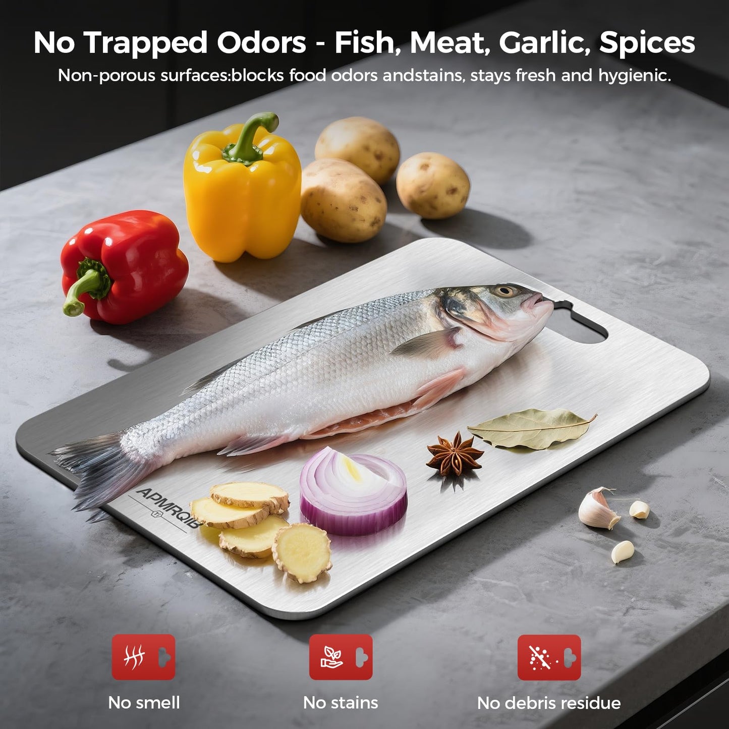 APMRQIB Titanium Cutting Boards for Kitchen,100% Pure Titanium Cutting Board Set of 3, Double Sided Non Toxic Cutting Board, Hygiene Durable Dishwash