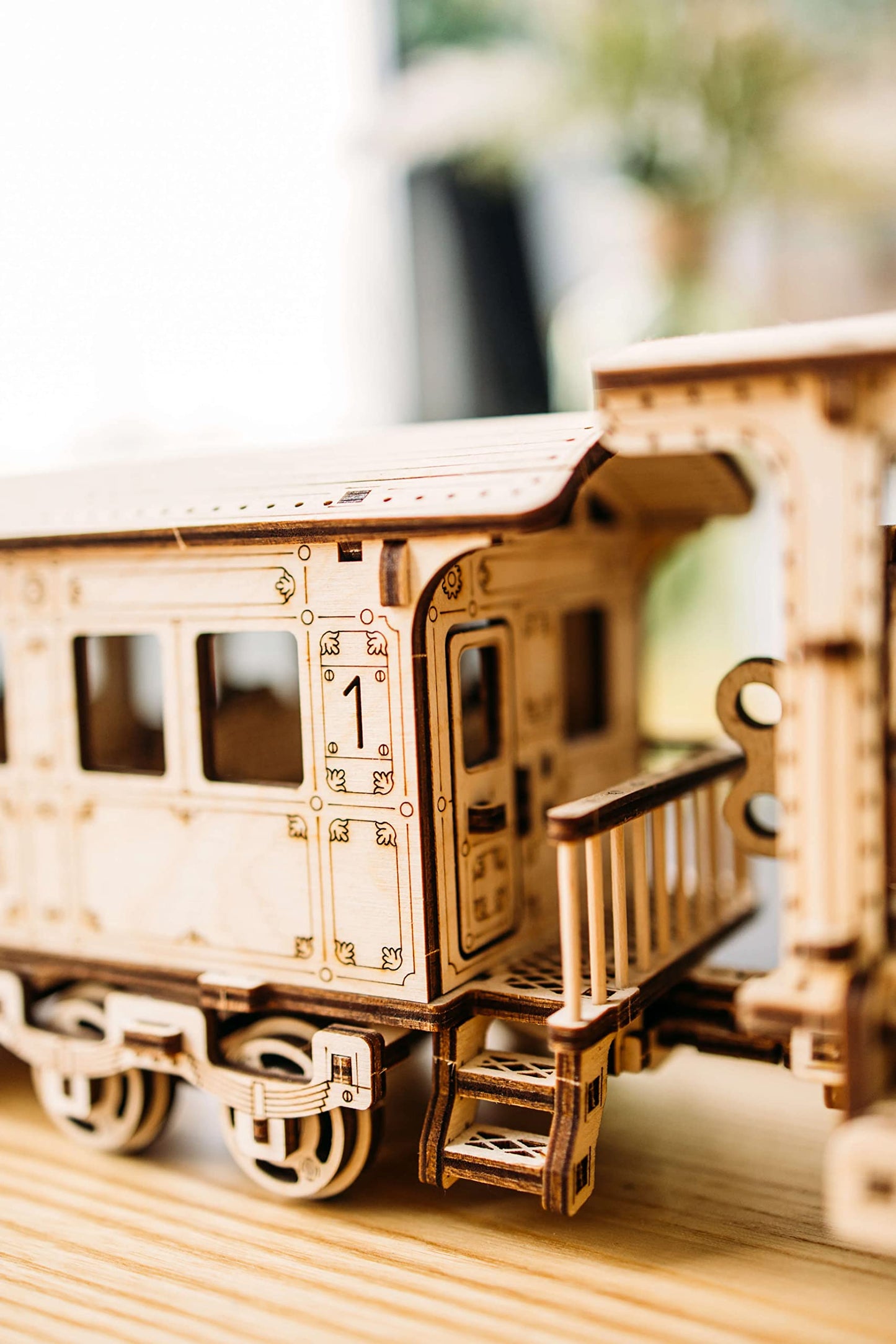 Wood Trick Wooden Train Toy Set with Railway - Mechanical Locomotive Train Model Kit - 3D Wooden Puzzle Puzzle for Adults and Kids, Best DIY Toy
