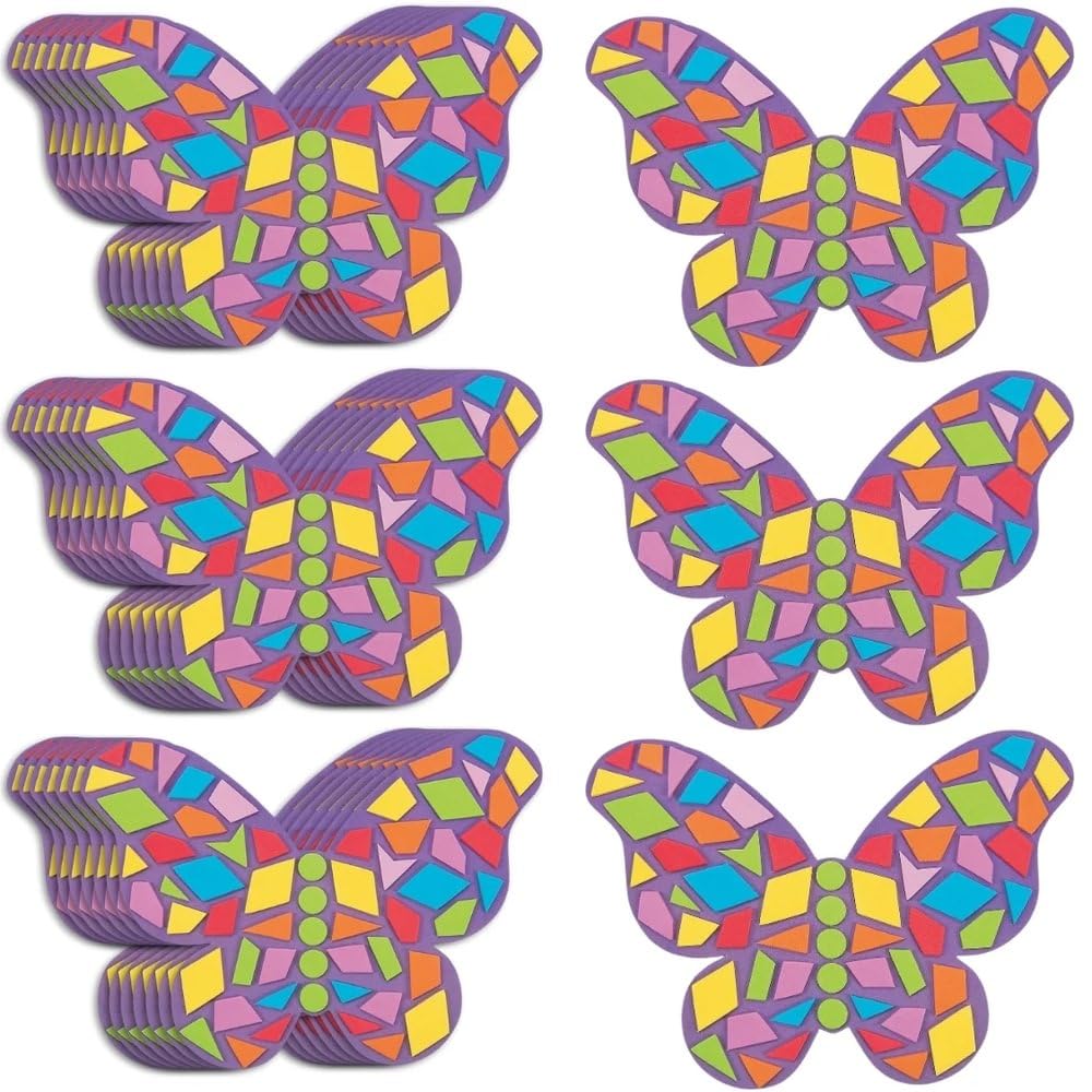 Fun Express Mosaic Foam Butterfly Kit - 24 Pieces - Educational and Learning Activities for Kids