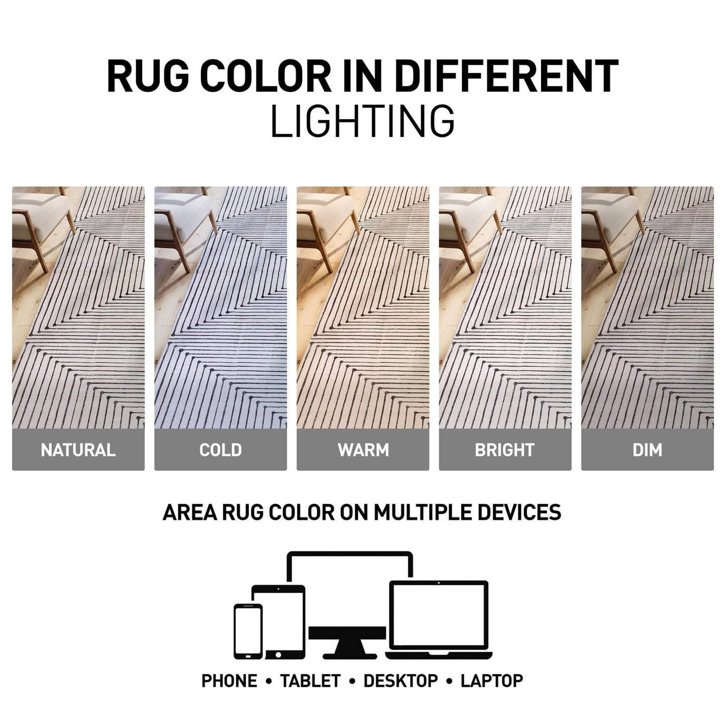 Rugshop Marbella Bohemian Stripes Washable Non Slip Runner Rug 2' x 6' Beige