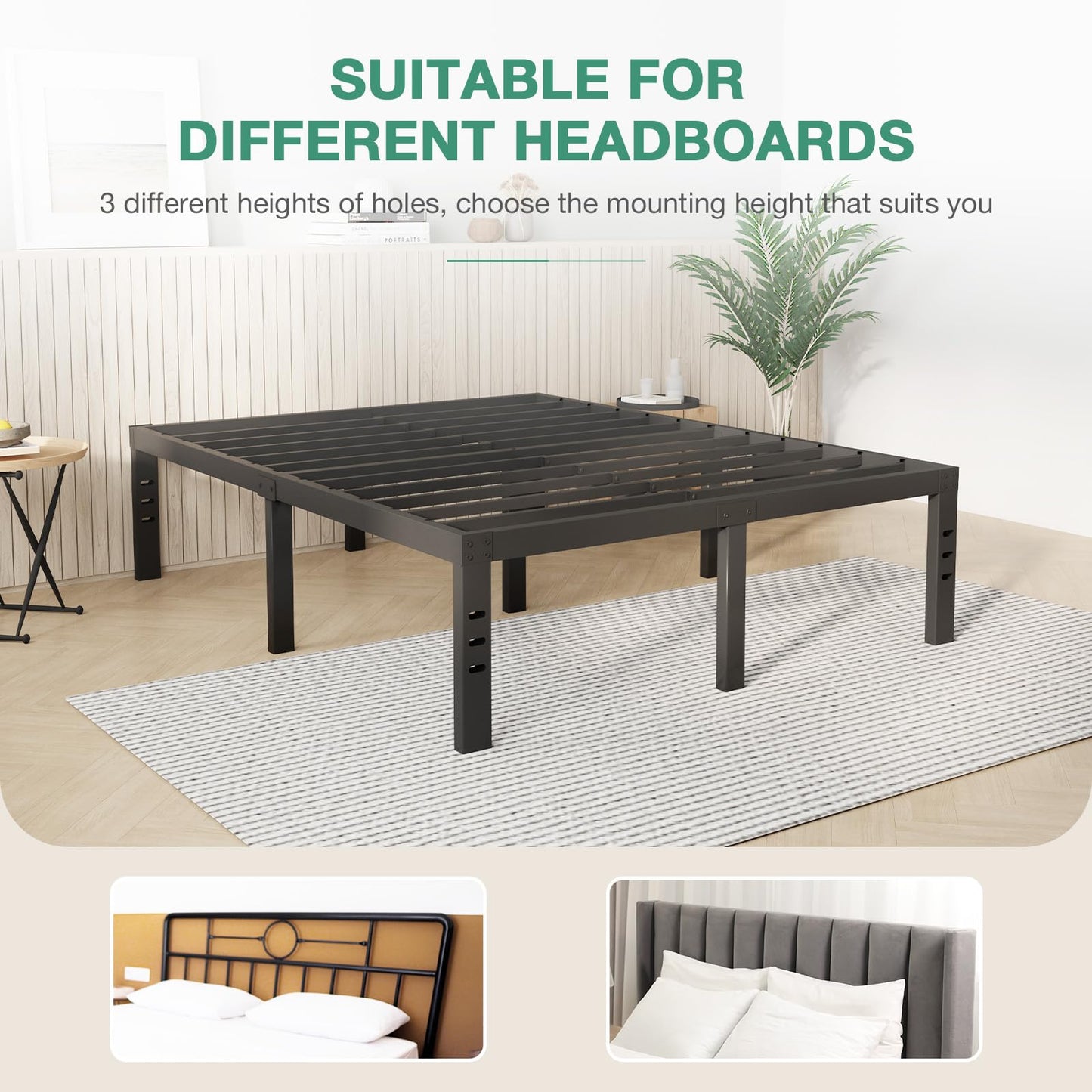 Novilla Queen Bed Frame, 14 Inch Metal Platform Bed Frame Queen Size with Storage Space Under Bed, Heavy Duty Steel Slat Support, Easy Assembly, No Box Spring Needed