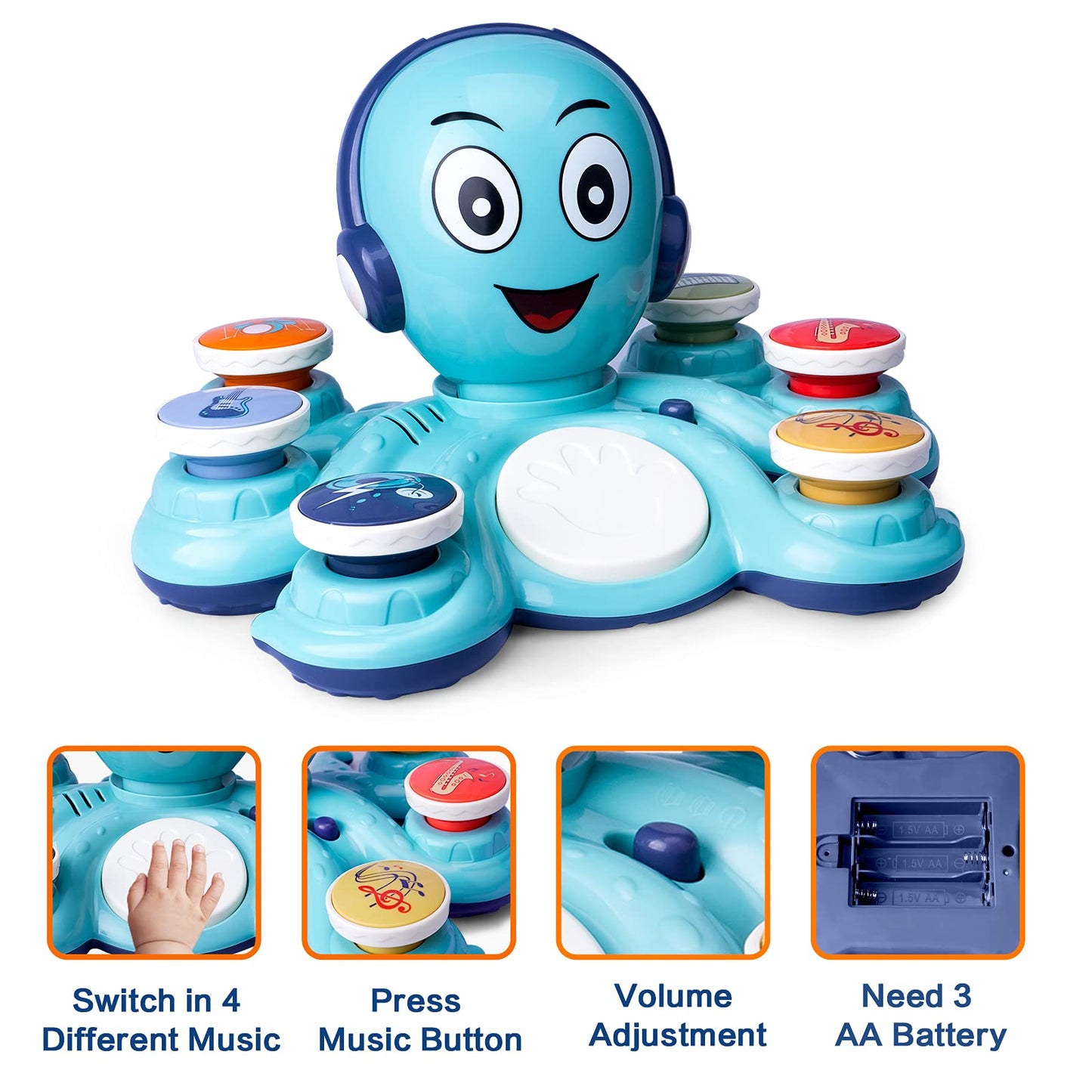 CYURMJUN Baby Musical Toy, Educational Toys for Toddlers, Octopus Musical Toy, Musical Educational Toys for Preschool, Birthday Toys for Girls and Boys