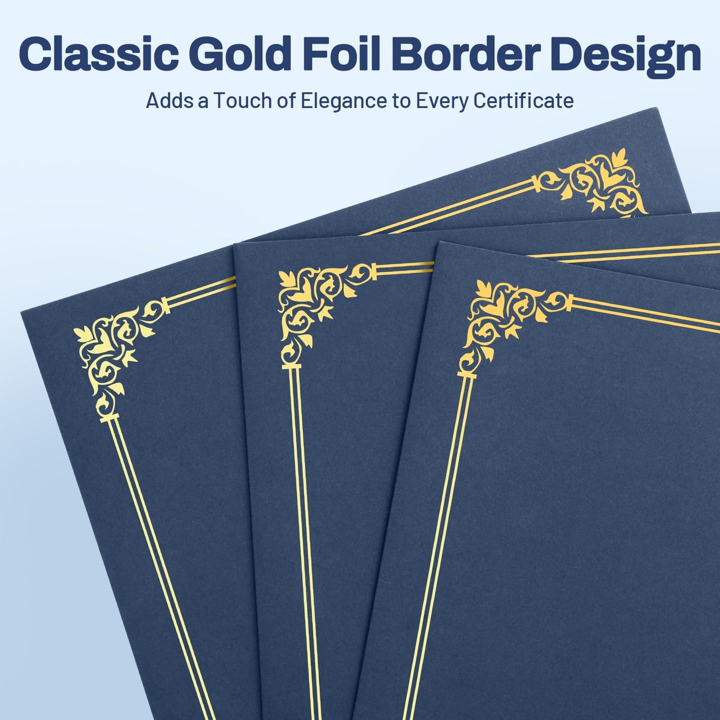 SUNEE Certificate Holders(Navy Blue, 50 Packs), Diploma Covers Gold Foil Border, for Letter Size 8.5x11 Certificates, Cardstock, Document Papers