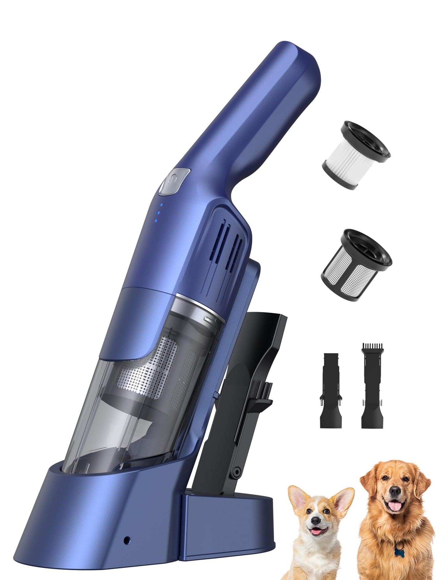 HawKam Handheld Vacuum Cordless, 24KPA Powerful Car Vacuum, Rechargeable, Charging Dock, Ergonomic Handle, 2-in-1 Crevice Tool, 1.8lb Portable Vacuum Cleaner with 2-Speed for Car, Home