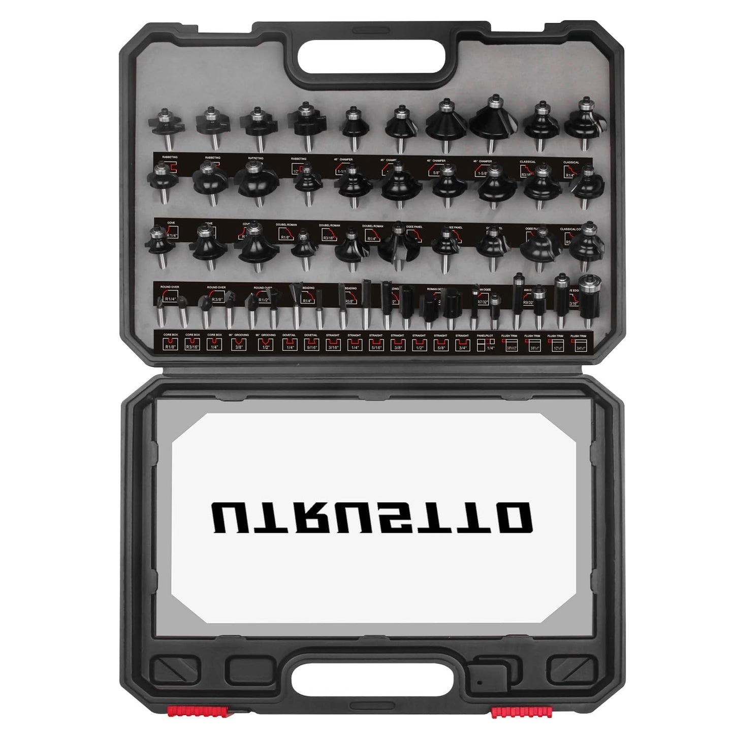 UTRUSTTO Router Bits 1/4 Inch Shank 50 Pieces, Tungsten Carbide 1/4" Router Bit Set, for Professional and Beginners Carpenter
