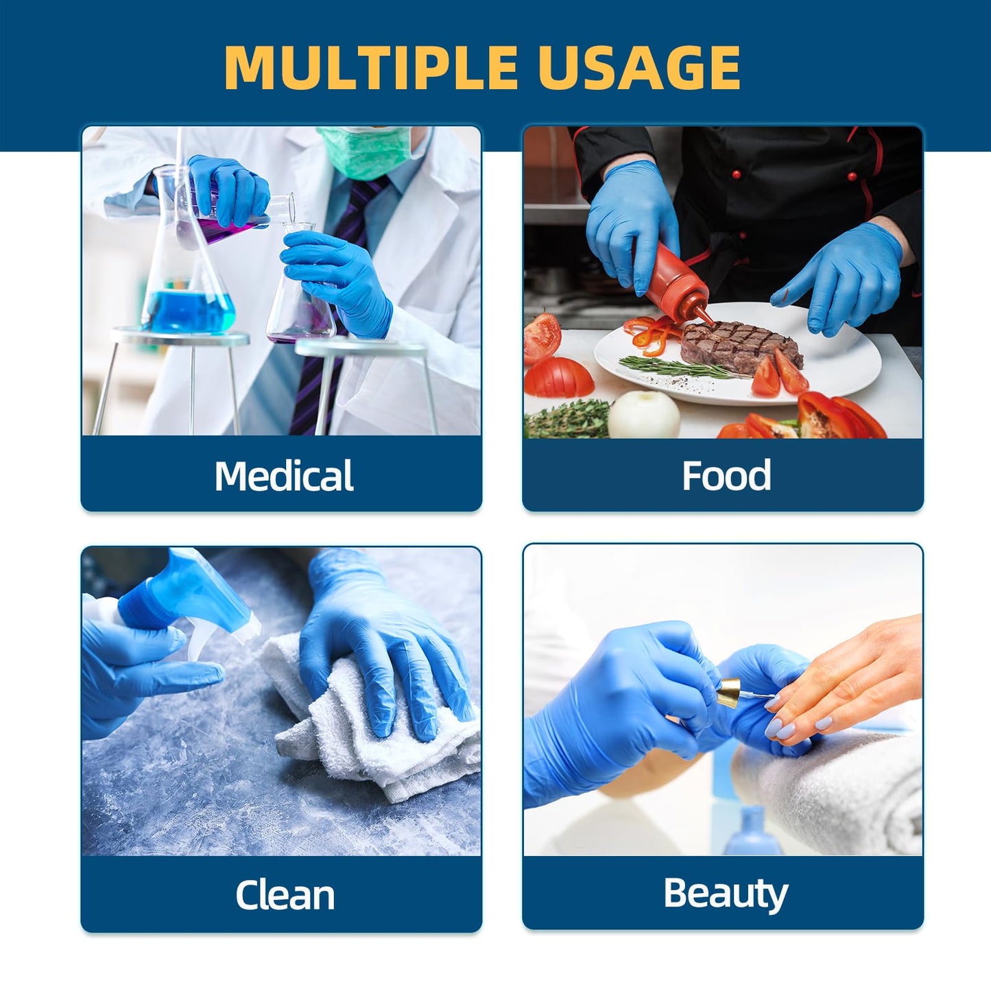 Nitrile Exam Gloves, 3.5-Mil Blue Disposable Latex-Free, Extra Soft Medical Gloves Medium Case Of 1000, Powder-Free for Medical, Cleaning, Cooking, Esthetician, Food-Safe, M