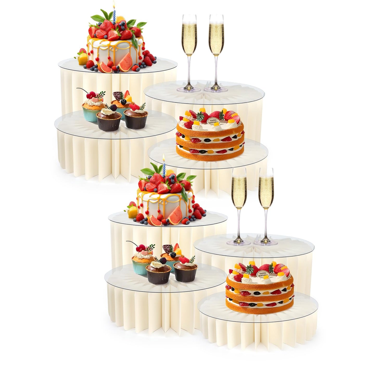 Buffet Risers Food Risers for Buffet Table Acrylic Risers Display Stands Tall Cake Stands Cylinder Stands for Party Pedestal Cake Stand Dessert Table Display Set Cupcake Stands Cupcake Display (8 Pcs White)