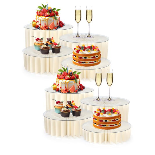 Buffet Risers Food Risers for Buffet Table Acrylic Risers Display Stands Tall Cake Stands Cylinder Stands for Party Pedestal Cake Stand Dessert Table Display Set Cupcake Stands Cupcake Display (8 Pcs White)