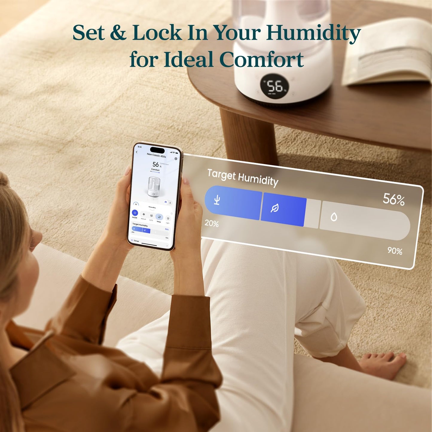 LEVOIT Smart Humidifiers for Bedroom, 4.2L Top Fill for Large Room with 42H Runtime, Dishwasher Safe Easy to Clean, 21dB Cool Mist for Baby, Plants, APP/Voice Control, Scene Mode With Light & Music