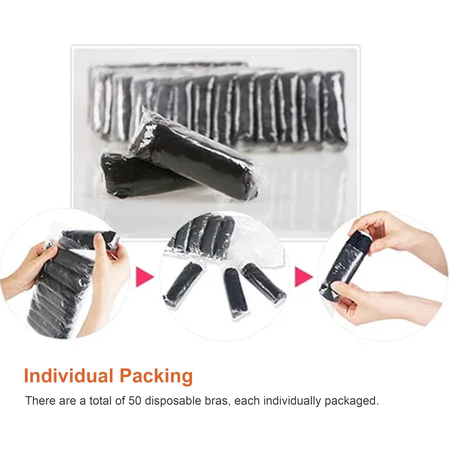 50 Pcs Beauty Salon Disposable Underwear Bra Travel Breast Wrap Beauty SPA Use Special Bodice Breathable Adjustable Elitzia ETBR001 (Black)