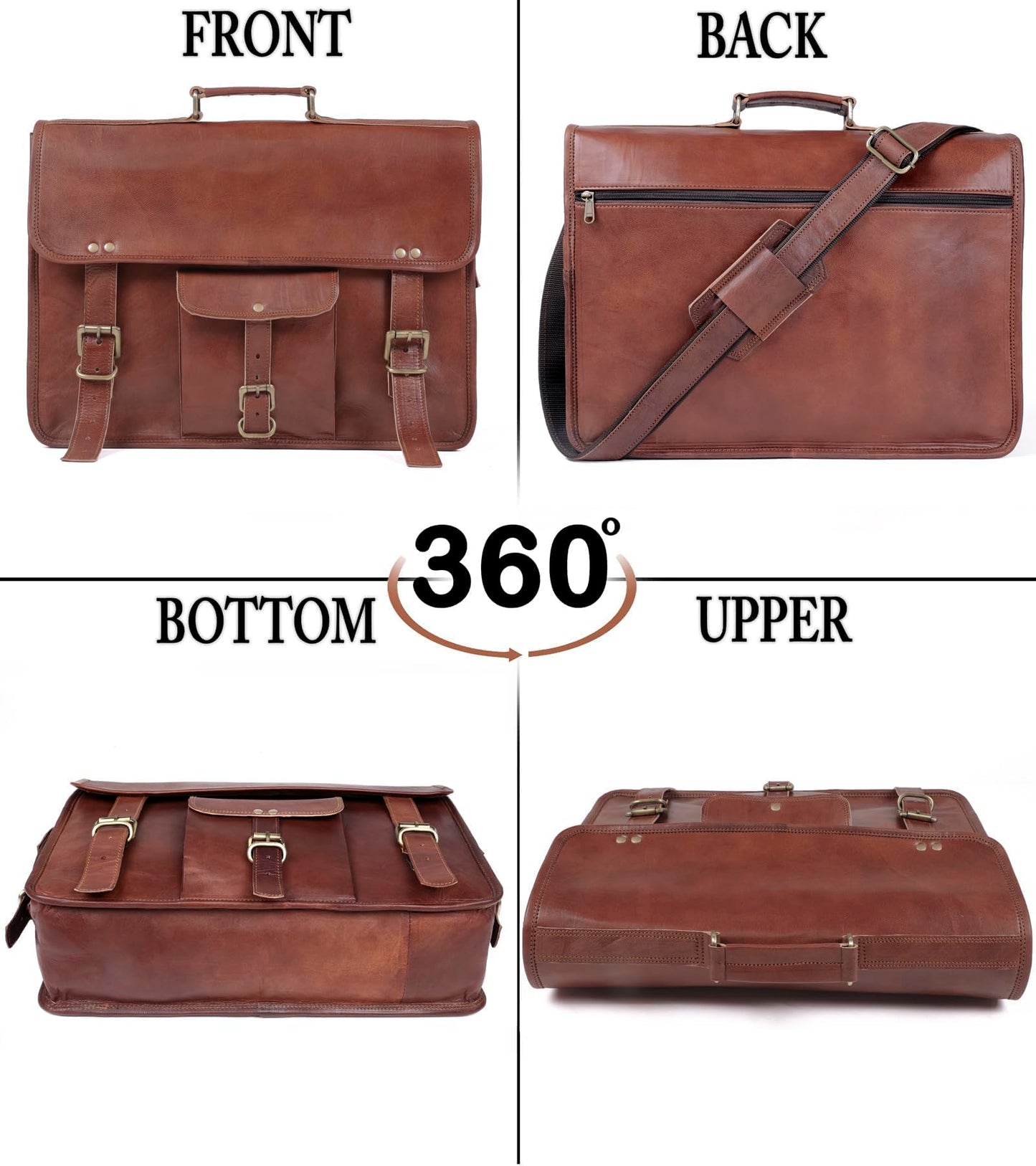 Alaska exports Leather Laptop Bag | Leather Messenger for Men and Women | Briefcases for Men | A Perfect Satchel can be Used for School and Work (11 x 15 inchs)