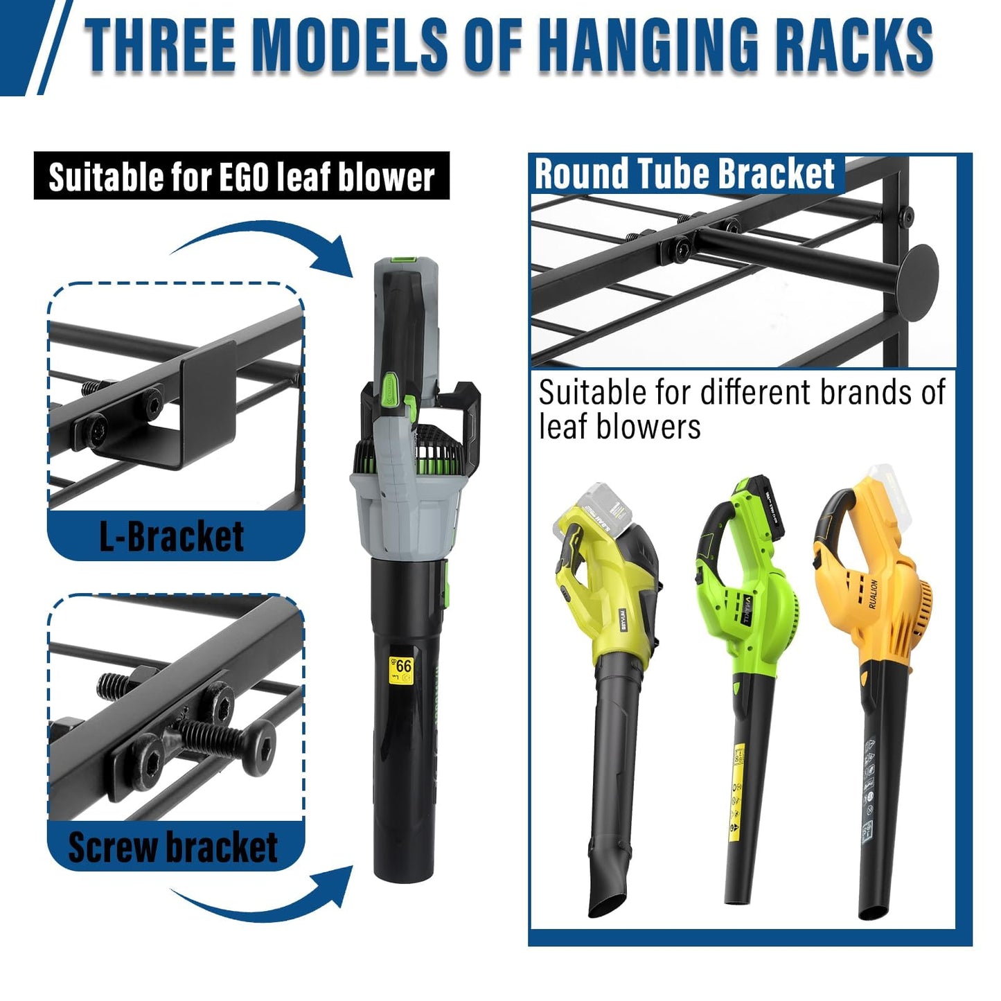 JAYOBGO Power Tool Organizer Wall Mount - Lawn Weed Eater Rack Hanger Power Tool Heavy Duty Holder for Ego Leaf Blower and Weed Eater, 2-in-1, Only Shelf