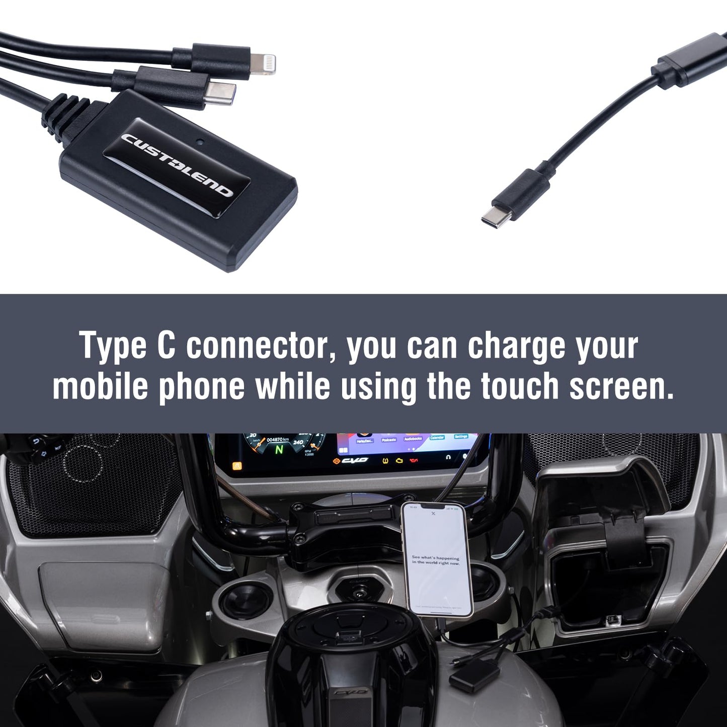 2025 Road Glide Harley Carplay, Motorcycle Wireless CarPlay Adapter, Street Glide Carplay Fit for Harley 121 CVO Touring, 2023 CVO 2024 Road Glide/Street Glide 2025 Street Glide. Plug and Play, Black
