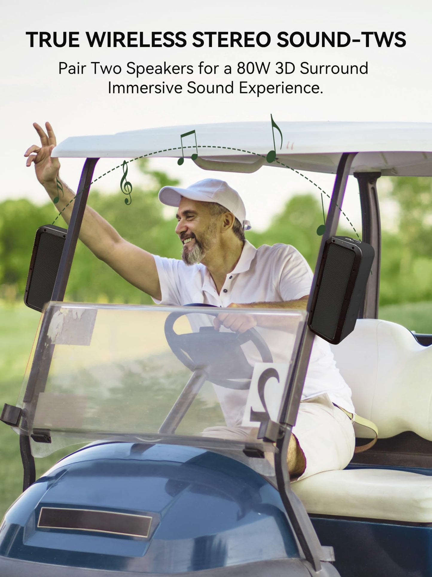 PILSAMAS Magnetic Golf Speaker, Golf Cart Speakers Bluetooth - 40w Loud Bluetooth Speaker, Deep Bass, EQ, TWS, 30H Battery- Portable IPX7 Waterproof Bluetooth Speaker, Golf Accessories for Men
