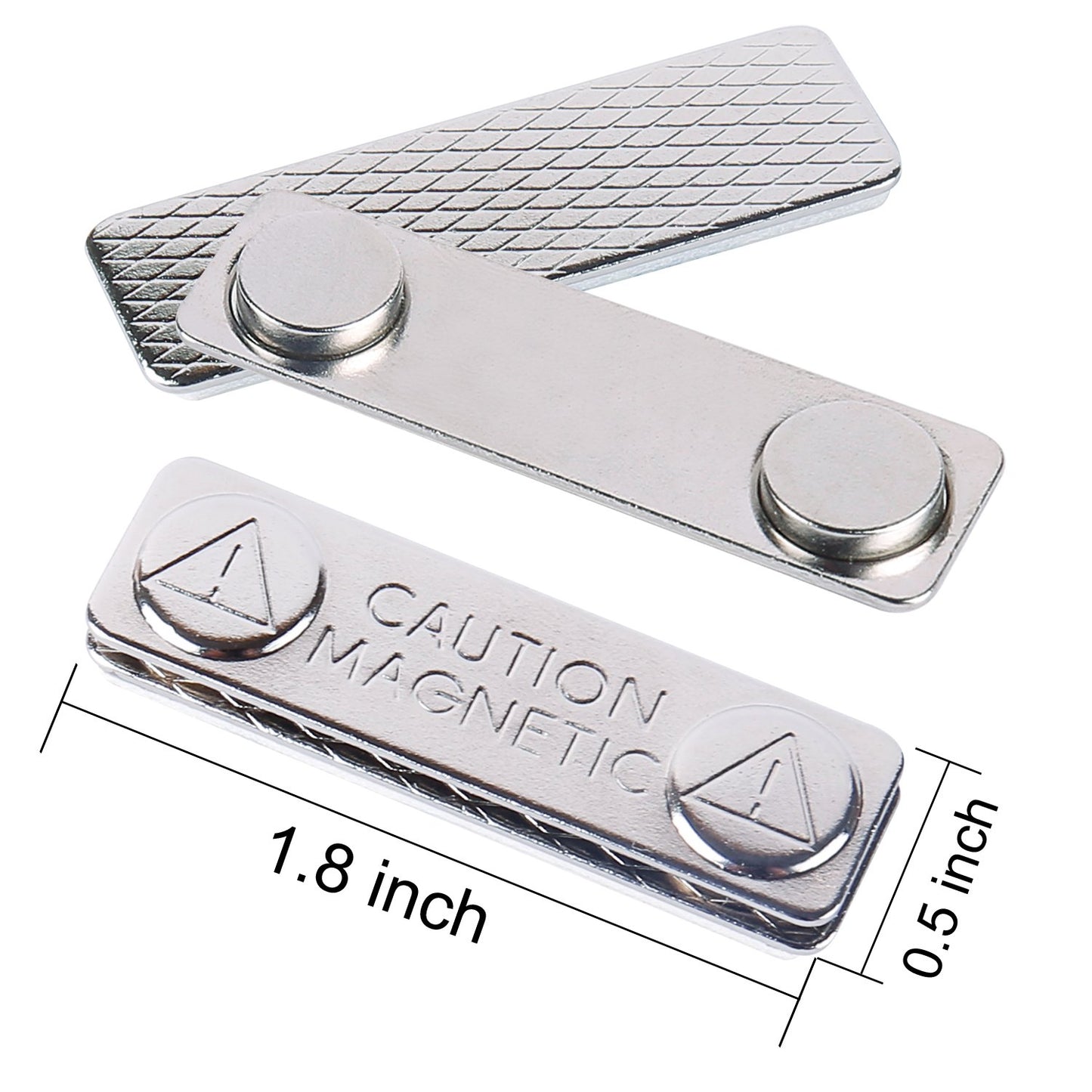 Strong Magnetic Name Badge Holders with Steel Back Plate, 100 Pack Name Tags/ID Badge Magnets, Fastener with 3M Adhesive on Front Plate,Strength Neodymium Magnets
