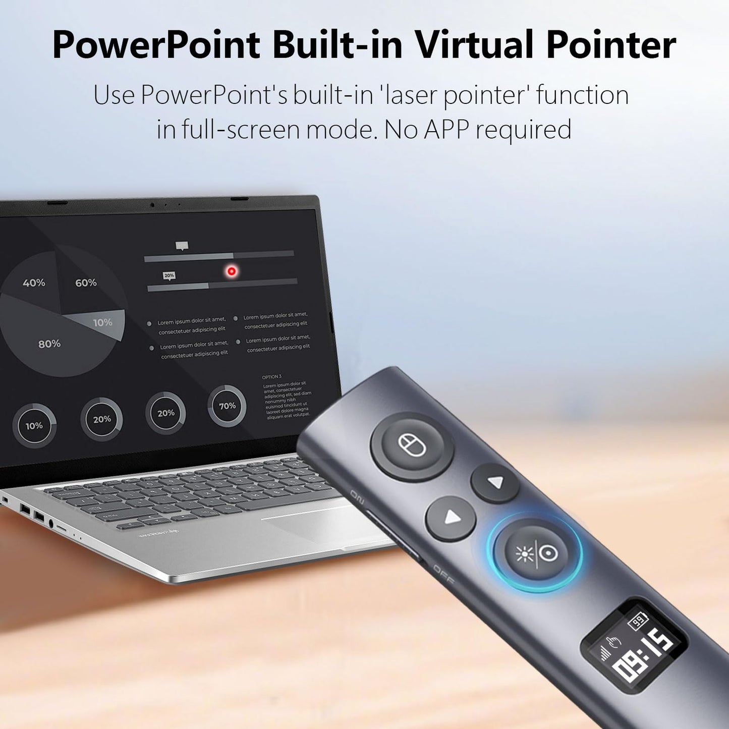 Norwii N97s TV Screen Presentation Clicker for powerpoint presentations, powerpoint clicker, Presentation Remote, Bluetooth Wireless Presenter, Digital Pointer for TV Screen Under Win/Mac