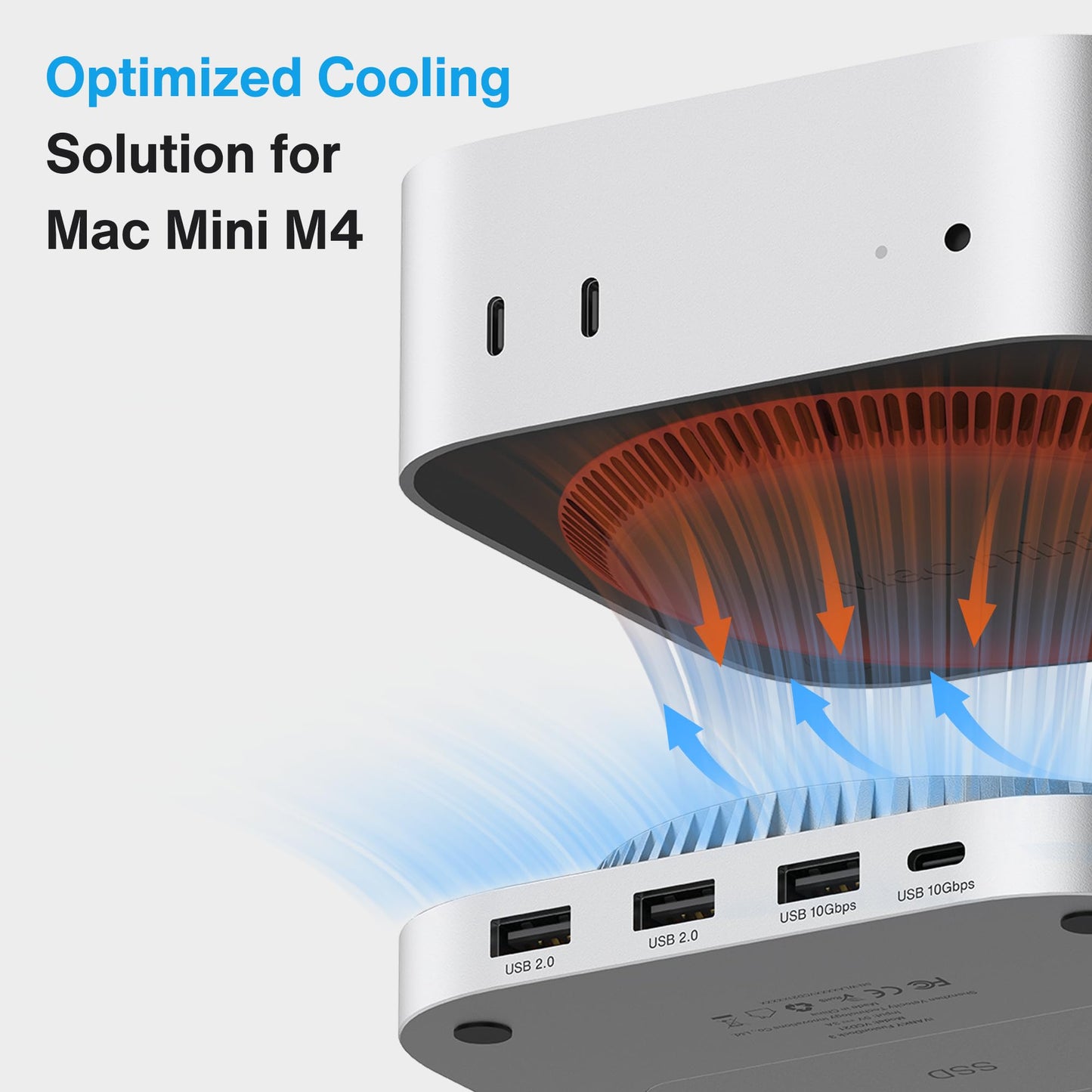 IVANKY 13-in-1 Mac mini M4 Dock, Ultra Docking Station Stand with M.2 NVMe SSD Enclosure, 4K@120Hz HDMI Hub for Mac mini M4 &M4 Pro (2024), 10 Gbps USB, SD/TE, Audio Ports *2, 20W PD Power Adapter *1