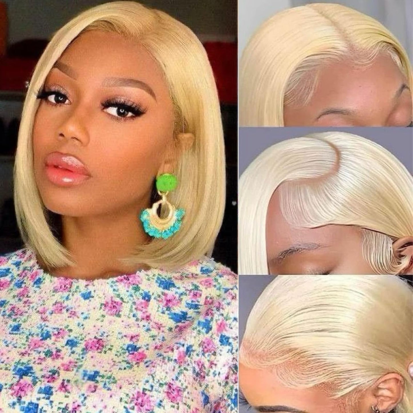 VYCRAVE 613 Blonde Bob Wig Human hair 13x4 HD Transparent Lace Front Wigs Human Hair Pre Plucked with Baby Hair 12 Inch 613 Glueless Wigs Human Hair 180% Density Straight Frontal Lace Wigs for Women