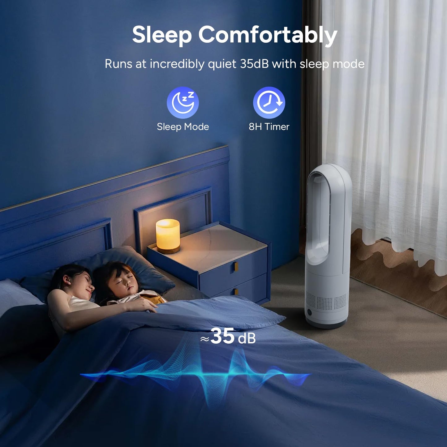 Bladeless Fan,22Inch Cooling Tower Fan 80° Oscillating with Remote, 9H Timer, 8 Speeds, Portable Quiet Cooling Fan for Indoor, Bedroom, Home Office