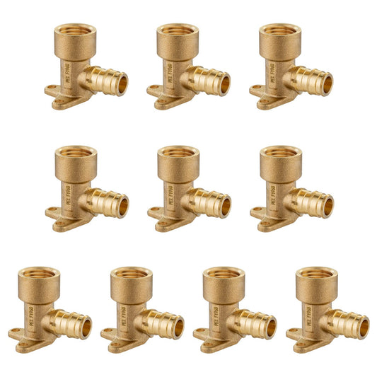 (Pack of 10) EFIELD Pex A Expansion Brass Fittings 1/2"x 1/2" Female NPT Drop-ear Elbow ONLY For Pex-A Tubing Connection, ASTM F1960