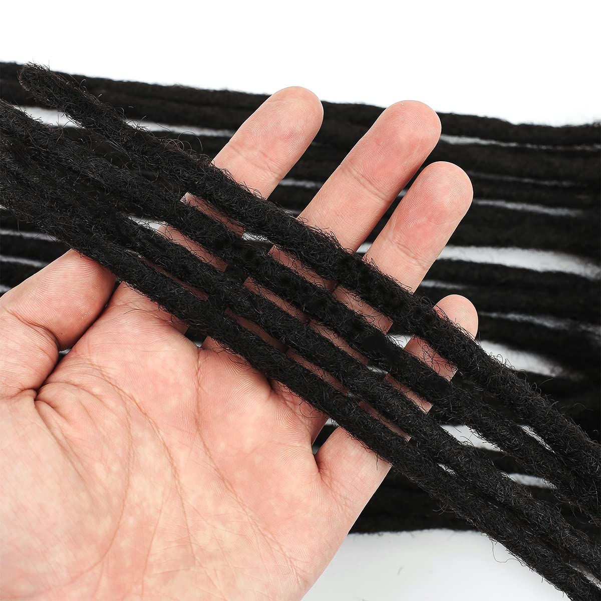 Luckroce 0.8cm Width 8Inch 40 Strands 100% Human Hair Dreadlock Extensions for Men/Women/Kids, Full Hand-made Permanent Dread Locs Extensions Human Hair Can Be Dyed,Curled and Bleached,Natural Black