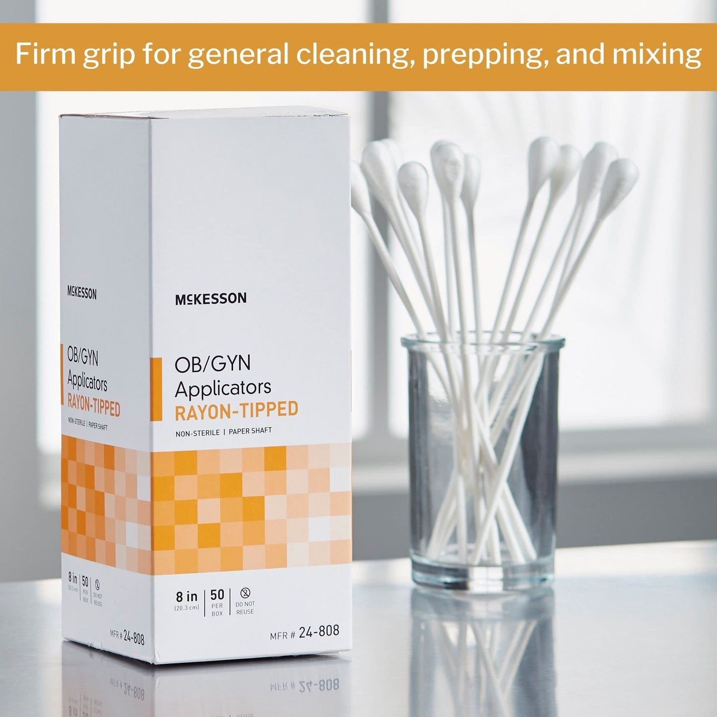 McKesson OB/GYN Applicators Rayon Tipped, Non-Sterile, 8 in, 50 Count, 10 Packs, 500 Total