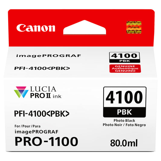 Canon PFI-4100 Genuine Photo Black Ink Tank, Compatible with imagePROGRAF PRO-1100 Printers